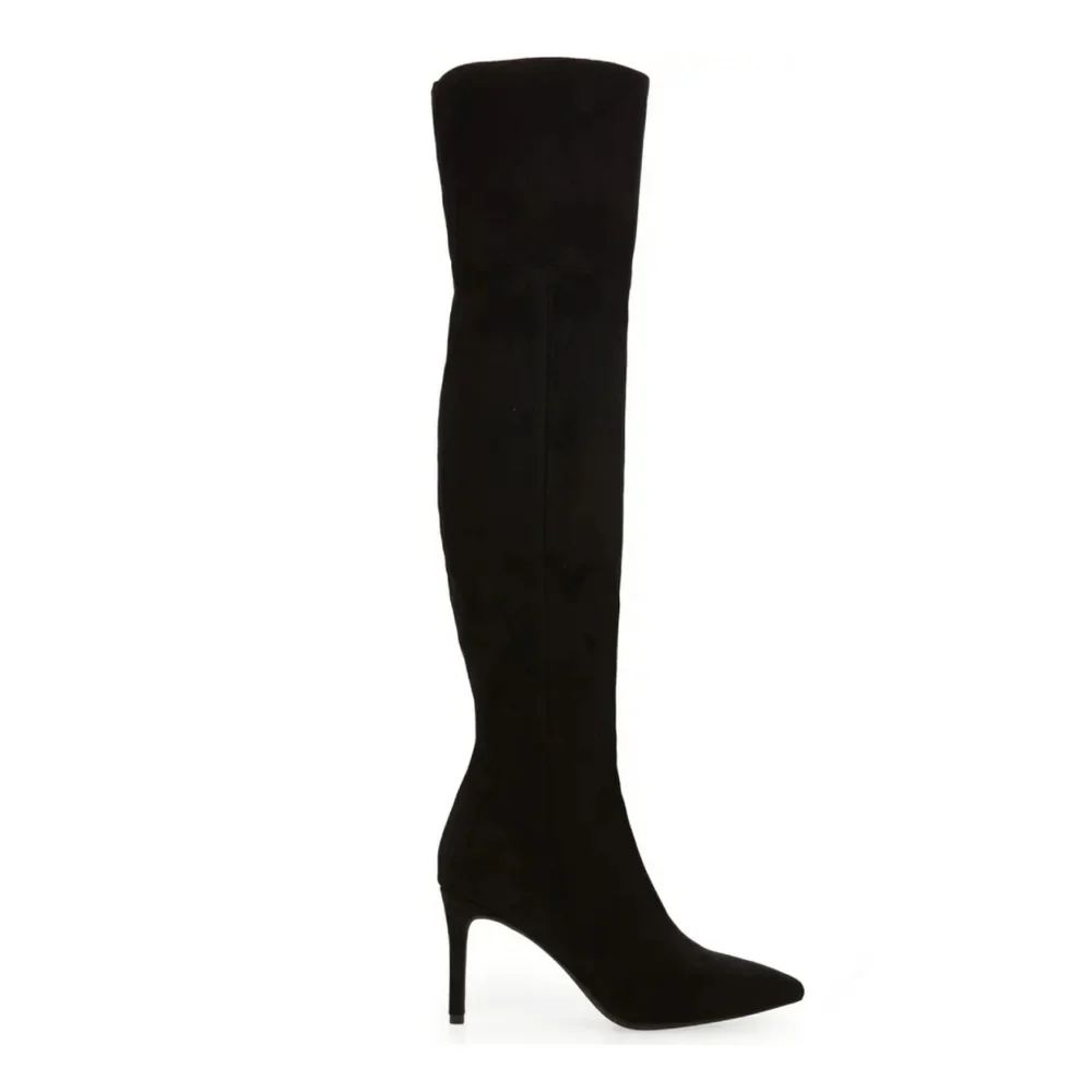 Sexy Chic Jeffrey Campbell Black Microsuede OTK Boots